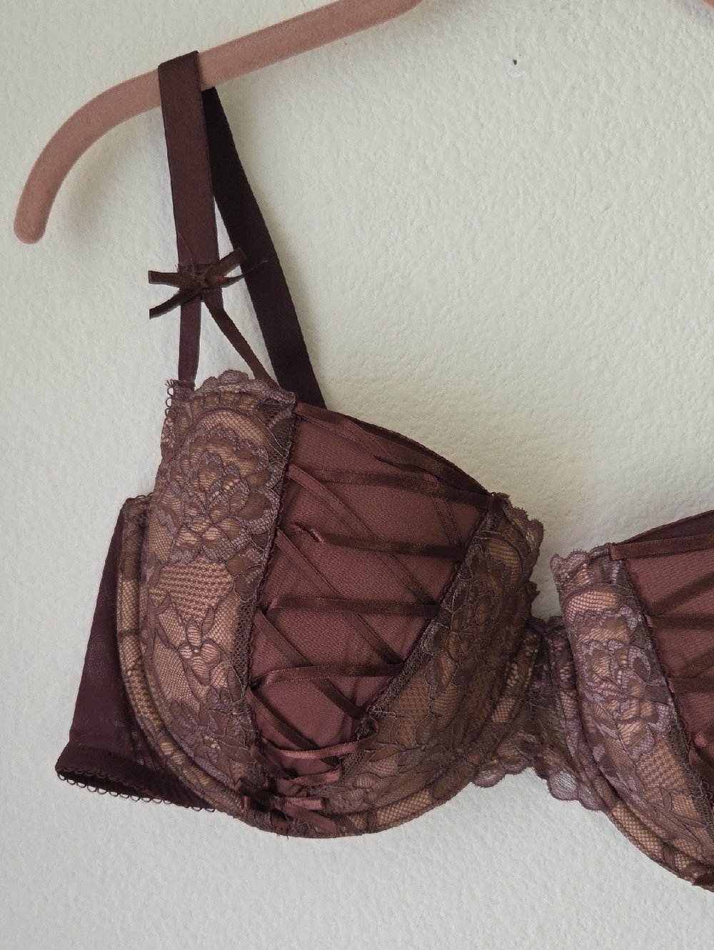 Adore me Enny Contour Balconette Bra Lace Ribbon Plus Sz 42DD NWT Romantic - Picture 2 of 14